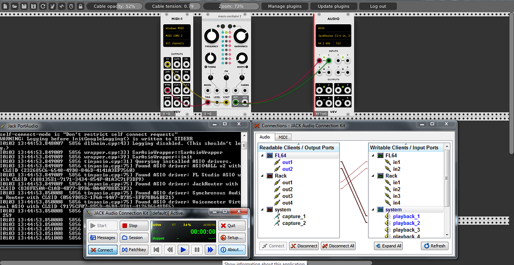 JACK Audio Connection Kit on Windows>>>ASIO JackRouter VCV Rack VCV