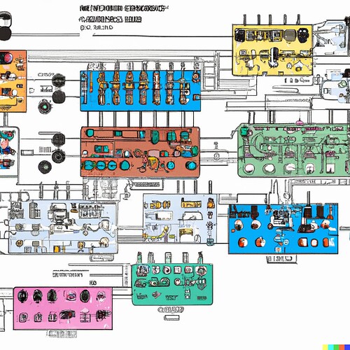 DALL·E 2022-08-13 12.01.34 - highly detailed full colour diagrams of moog synthesizers