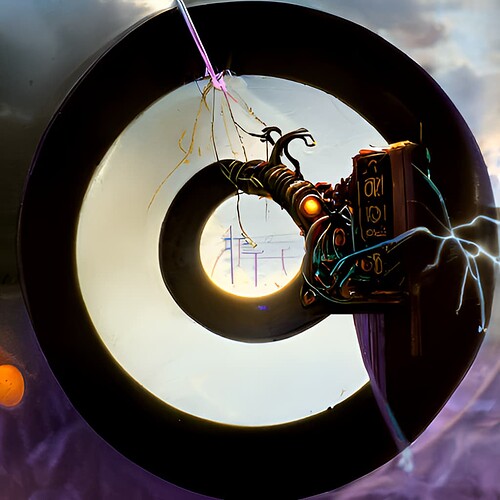An arcane machine with lights and wires by Michael Whelan