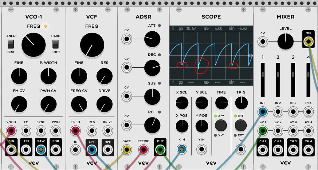 Midi generator. VCV Rack. MOOG Plugins for VCV Rack. Модульный синтезатор патчи. VCV Rack Voltage indication.