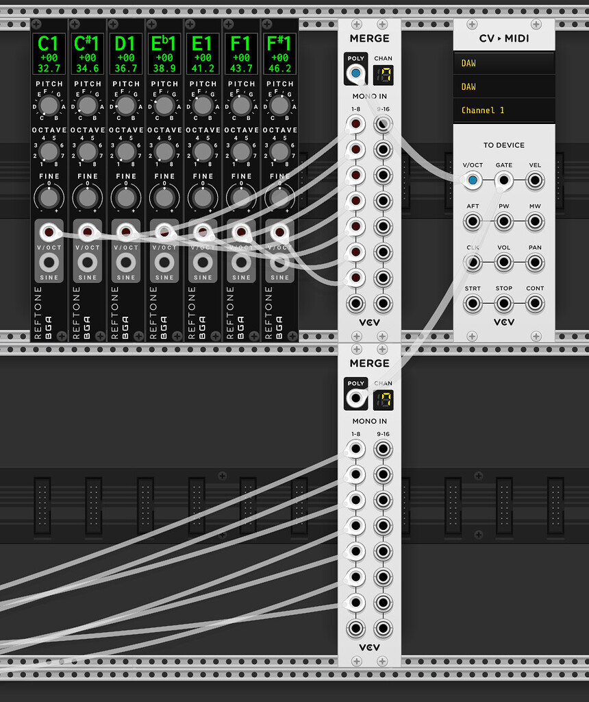 Routing cv from VCV to Ableton midi for multitrack drums VCV Rack
