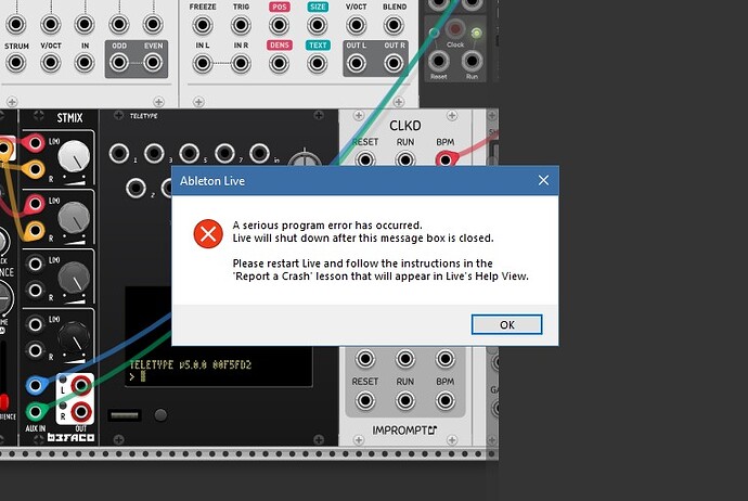 VCV Ableton Crash