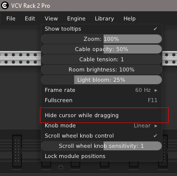 VCV2 Hide cursor while dragging